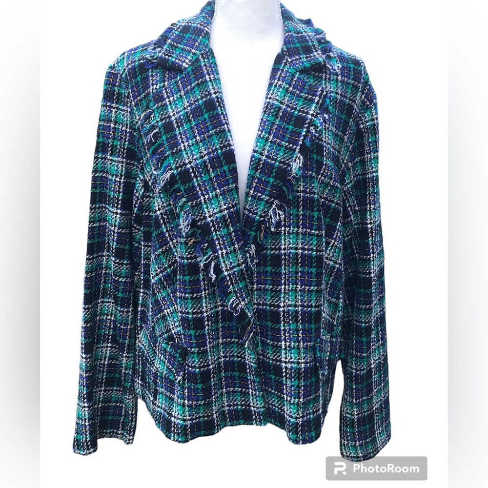 Tweed Plaid Blazer Jacket